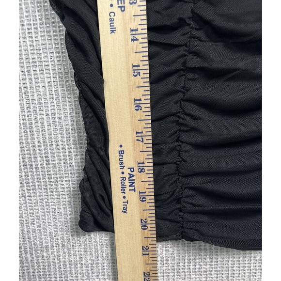 Black Y2K Mesh Ruched Bustier Blouse Spaghetti Strap Stretch XL - Picture 8 of 9